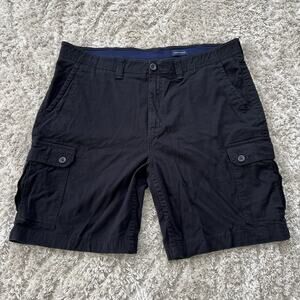 St Johns Bay Cargo Shorts Men Size 42 Comfort Stretch Flat Front Casual Black